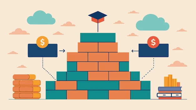 Investment in Education Concept With Stacked Coins and Graduation Cap
