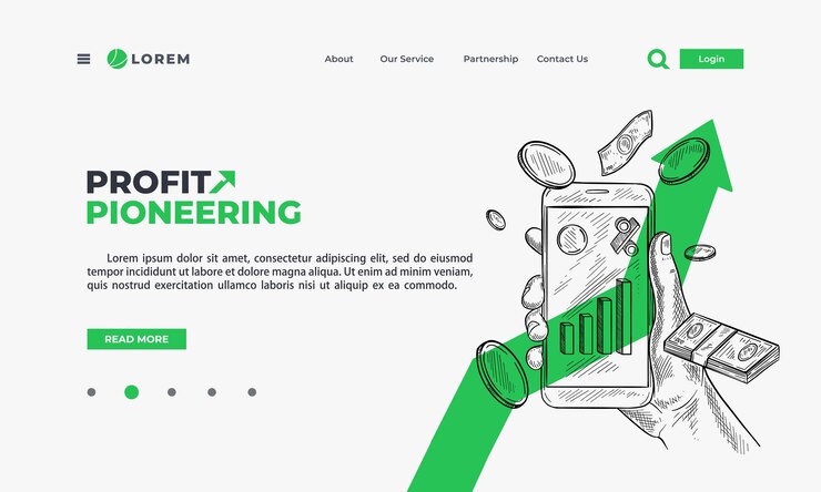 Vector investment finance concept money financial online management hand drawn vector sketch illustration of mobile phone trading bank application poster banner design template