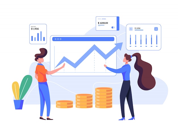 Illustrazione piana di investimento e finanza