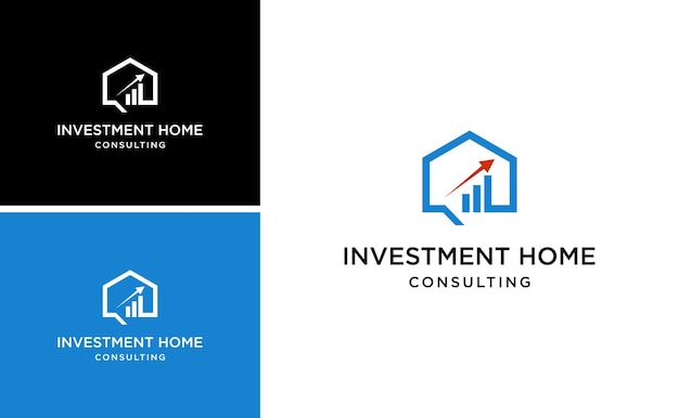 investment home logo with growing sign and consulting concept vector