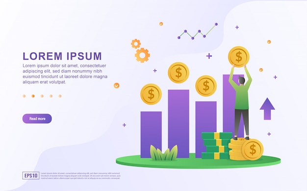 Concetto dell'illustrazione di investimento con il carattere della gente