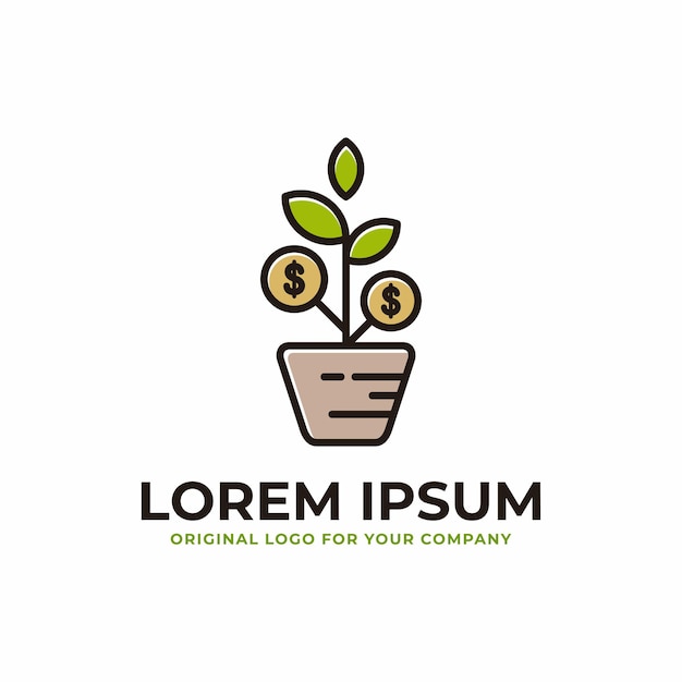 Investment illustration logo with the concept of growing plants making money