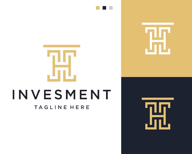 Design del logo di investimento con iniziale h