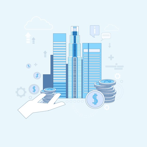 investment money investor business thin line vector illustration