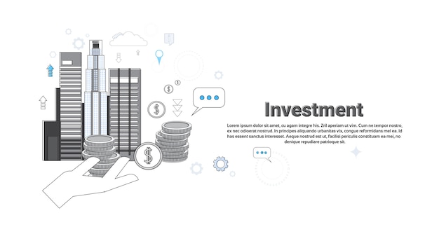 Investment money investor business web banner vector illustration