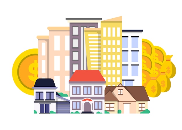 Vector investment in real estate concept in flat design