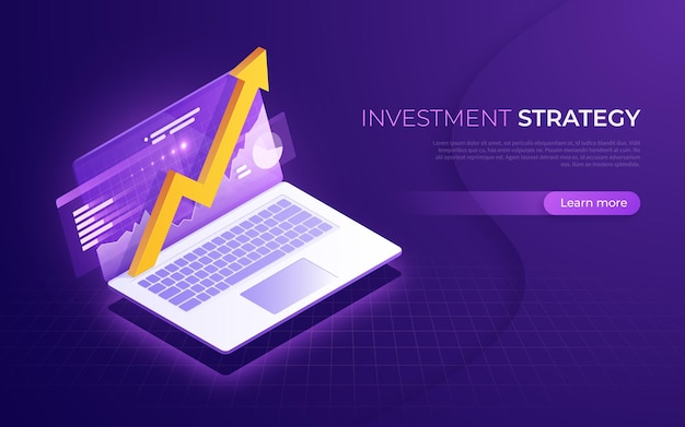 Вектор Инвестиционная стратегия, бизнес-аналитика, изометрическая концепция финансовых показателей.