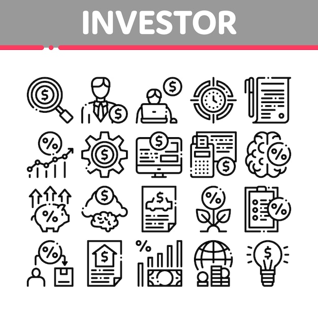 Набор иконок финансовой коллекции инвестора