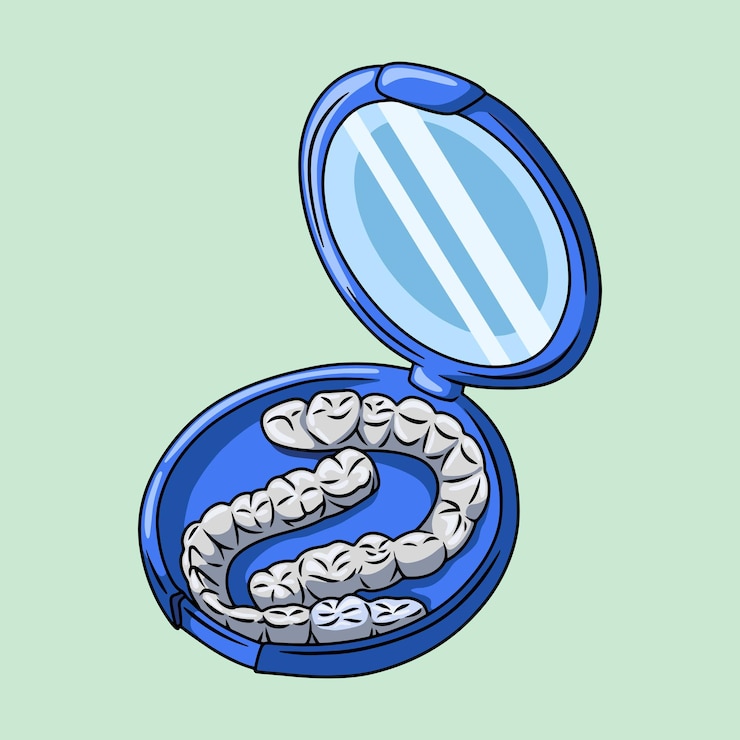 वेक्टर invisible aligners for teeth on blue case