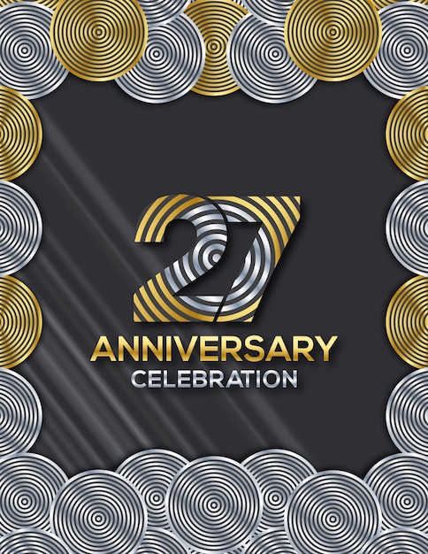 Vector invitation card celebrating of 27 years anniversary luxury circle design