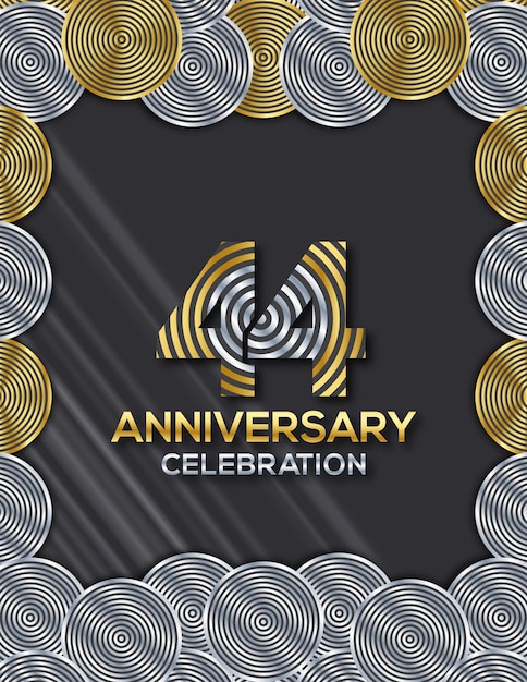 Vector invitation card celebrating of 44 years anniversary luxury circle design