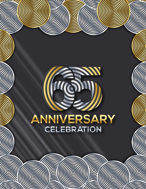 Vector invitation card celebrating of 65 years anniversary luxury circle design