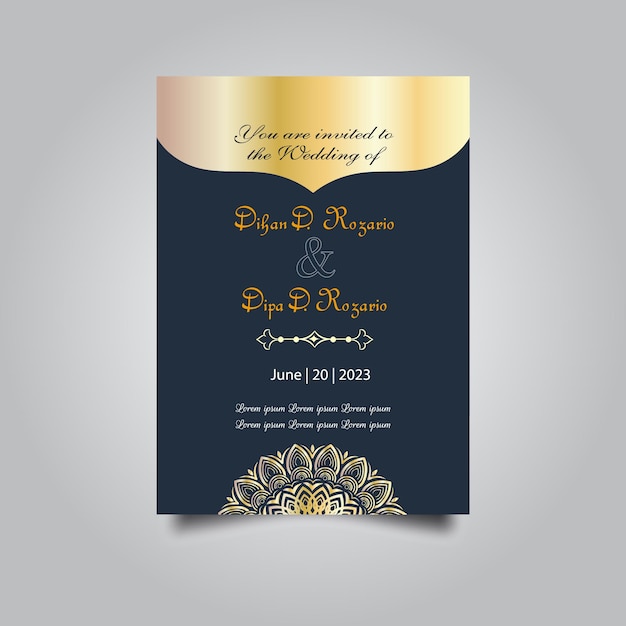 Invitation card design set Luxury vintage golden vector invitation card template