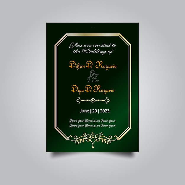 Invitation card design set Luxury vintage golden vector invitation card template