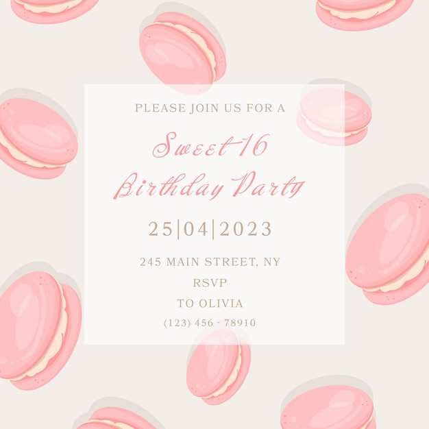 Invitation card design for sweet 16 party celebration