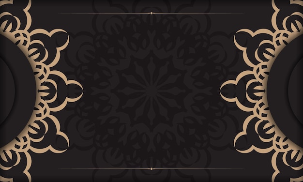 Invitation card design with luxurious patterns. Black template banner with Greek ornaments and place for your design.