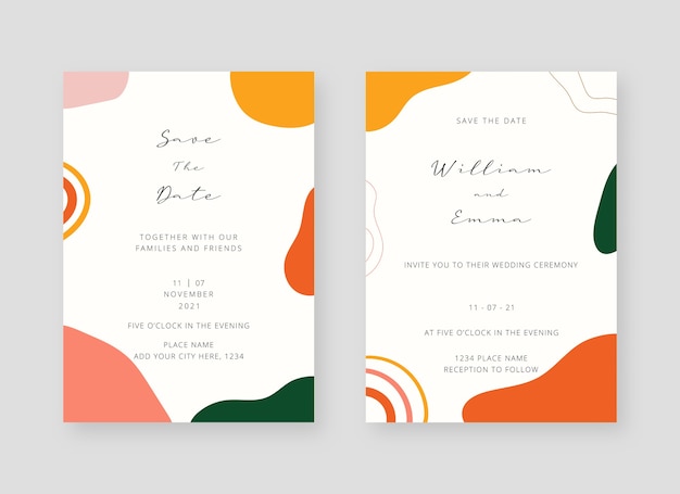 Vector invitation card template. set of wedding invitation card template