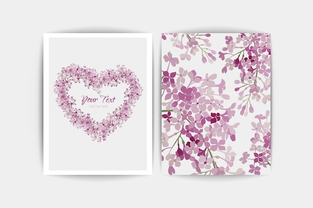 Invitation card Vector pink lilac flowers illustration Floral spring background 8 march womans day