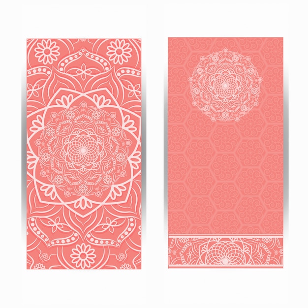 Invitation card vintage design with mandala pattern.