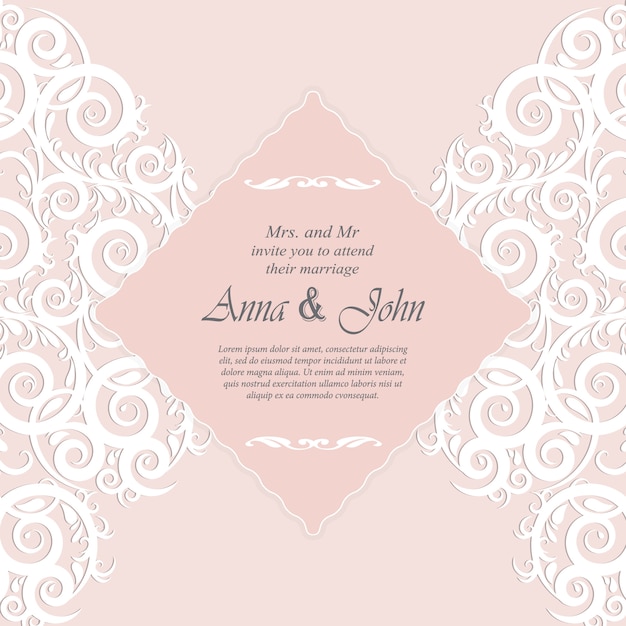 Vector invitation card, wedding card with ornament