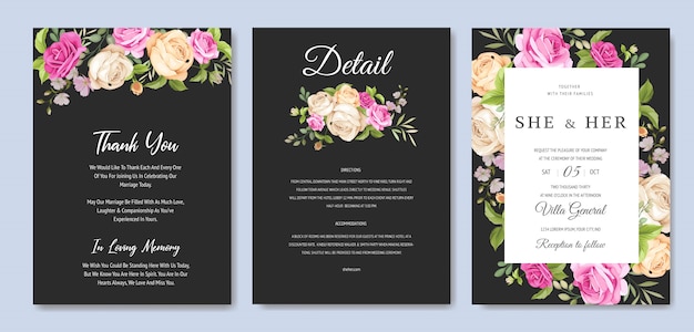 Invitation card with beautiful floral template