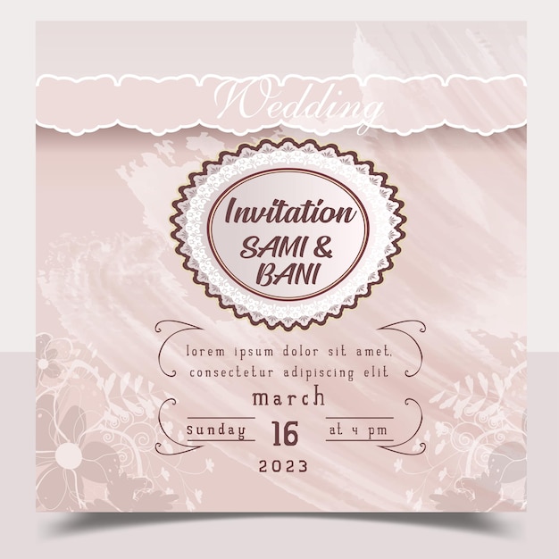 Invitation Card with beautiful floral watercolor background. Beautiful hand drawing Wedding card.