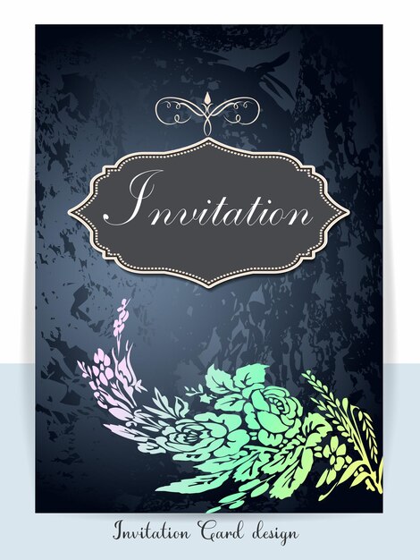 Invitation Card with beautiful floral watercolor background. Beautiful hand drawing Wedding card.