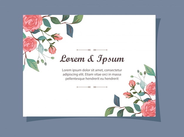 Invitation card with flowers and leafs decoration