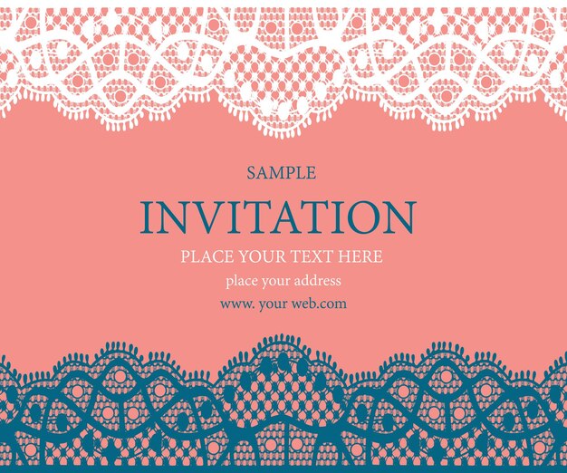 Vector invitation card with lace border.
