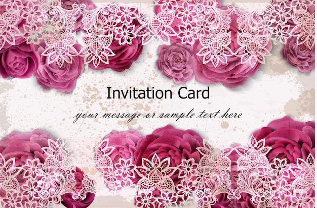 Invitation card with rose flowers