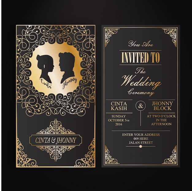 Vector invitation card with siluet