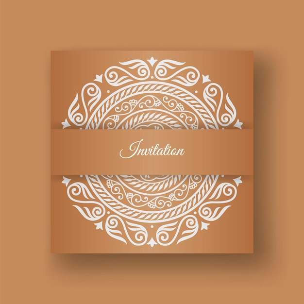 Invitation card with white mandala design