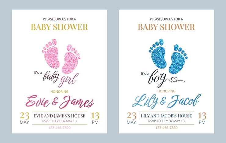 Invitation cards set for a baby shower birthday gender reveal party Its a Girl Its a Boy