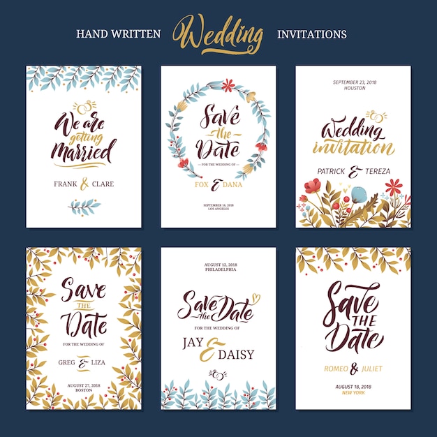 invitation cards for wedding with calligraphy words. 