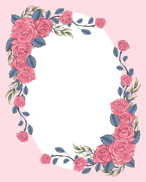 Vector invitation cover roses frame