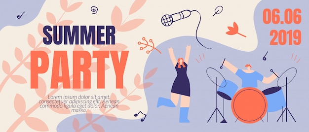 Vector invitation flyer summer party banner order ticket