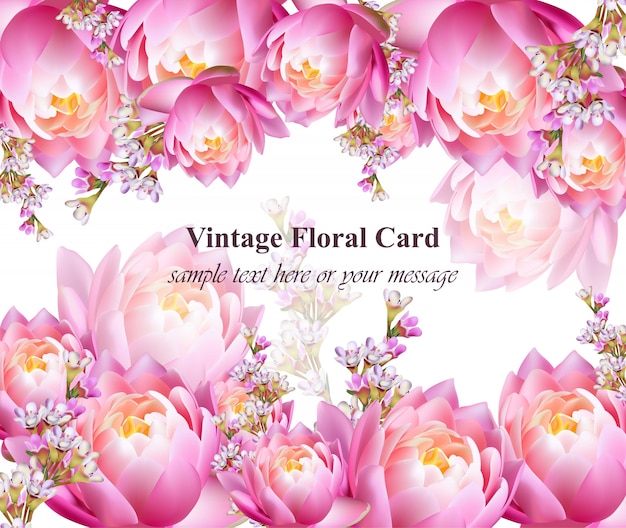 Invitation or greeting card with water lily flowers