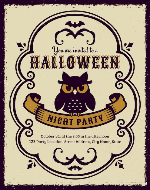 Vector invitation to halloween night party