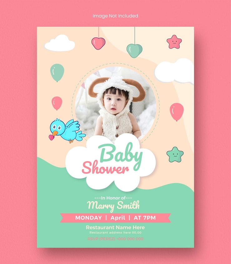 Vector invitation kaart sjabloon voor baby shower