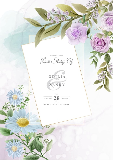 invitation marriage card design flowers eps vector