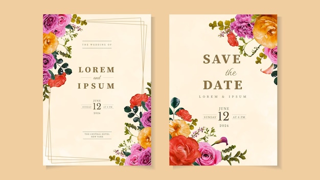 Invitation for marriage wedding invite card flower save the date rsvp card thanks