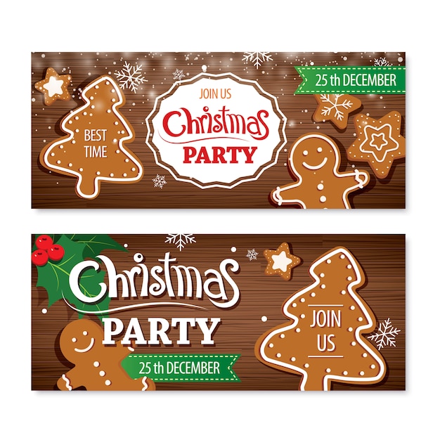 Vector invitation merry christmas banner set