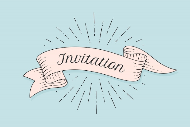 Vector invitation. old ribbon