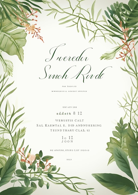 Vector invitation painting greenery print watercolor wedding romantic round birthday border greeting