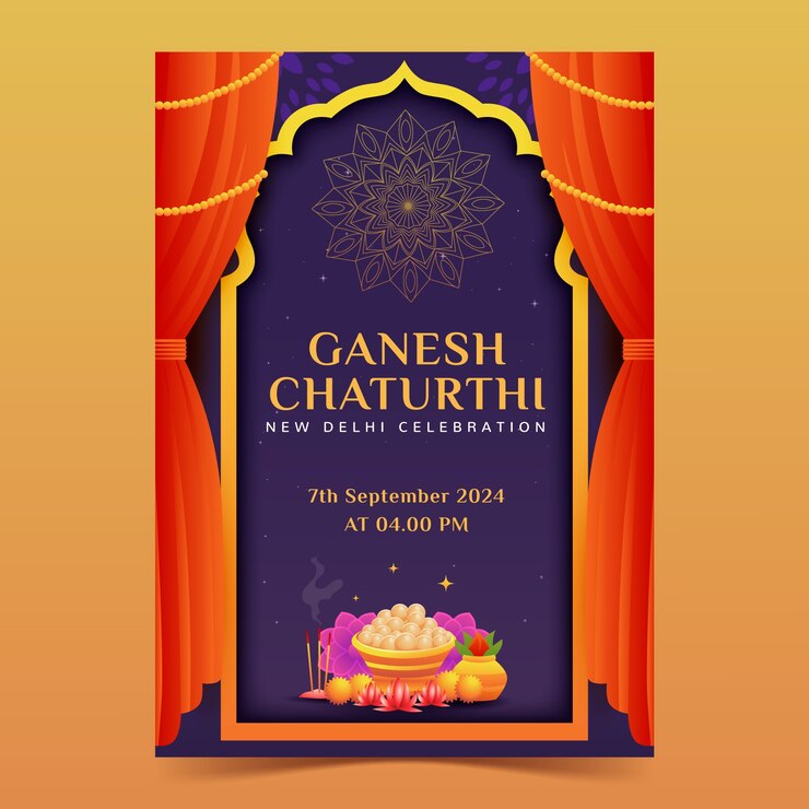 वेक्टर invitation template for ganesh chaturthi