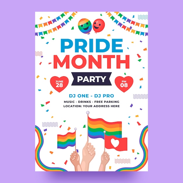 Vector invitation template for pride month celebration