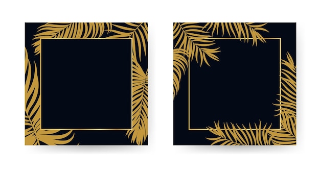 Invitation templates with palm leaves set