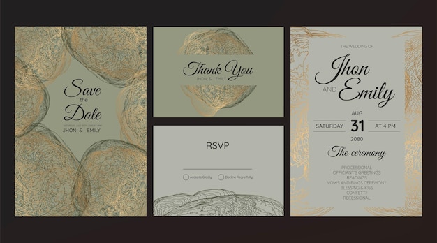 Vector invitation to the wedding background texture luxury liquid line marble and gold