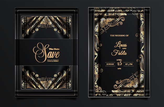 Vector invitation wedding luxury card set