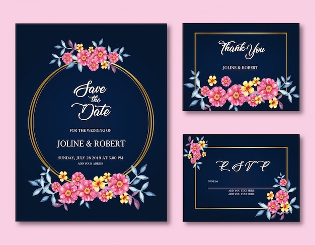 Vector invitation with frames and rose flowers